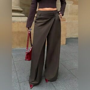 Elegant Brown Wide-Leg Pants